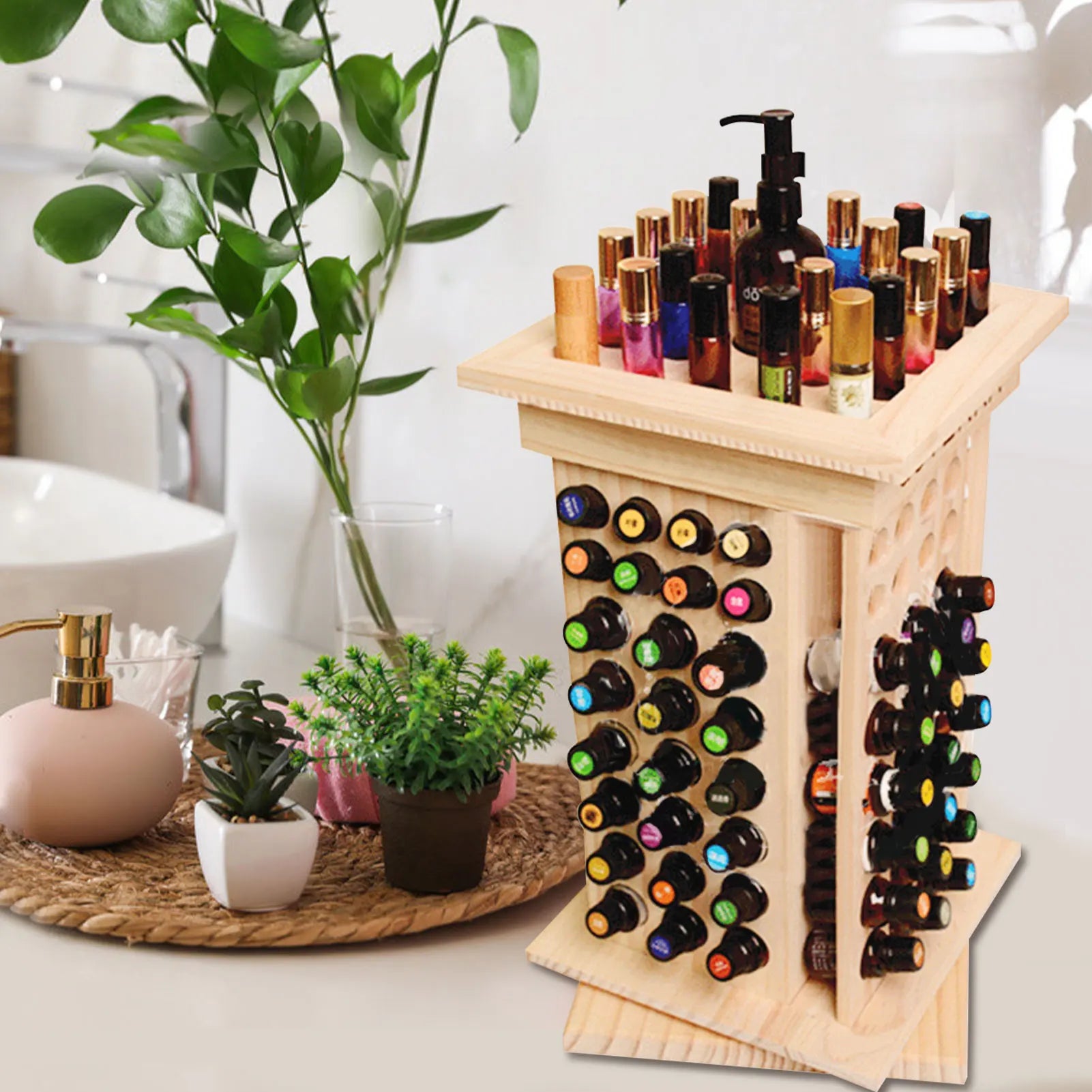 wooden essential oil stand